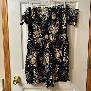 Floral off-shoulder smocked romper